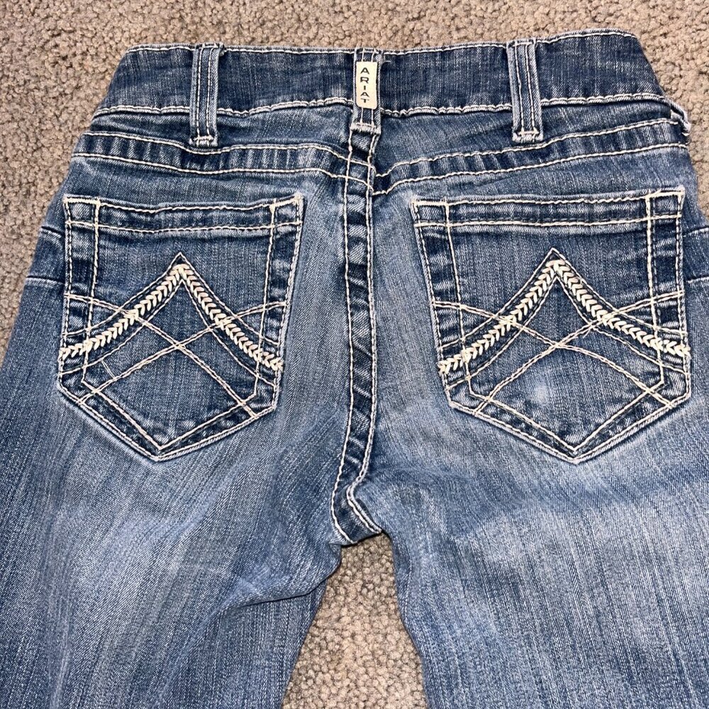 ARIAT REAL DENIM LOW RISE WESTERN BOOT CUT JEANS - W26" L35" EXTRA LONG TALL - Picture 10 of 16